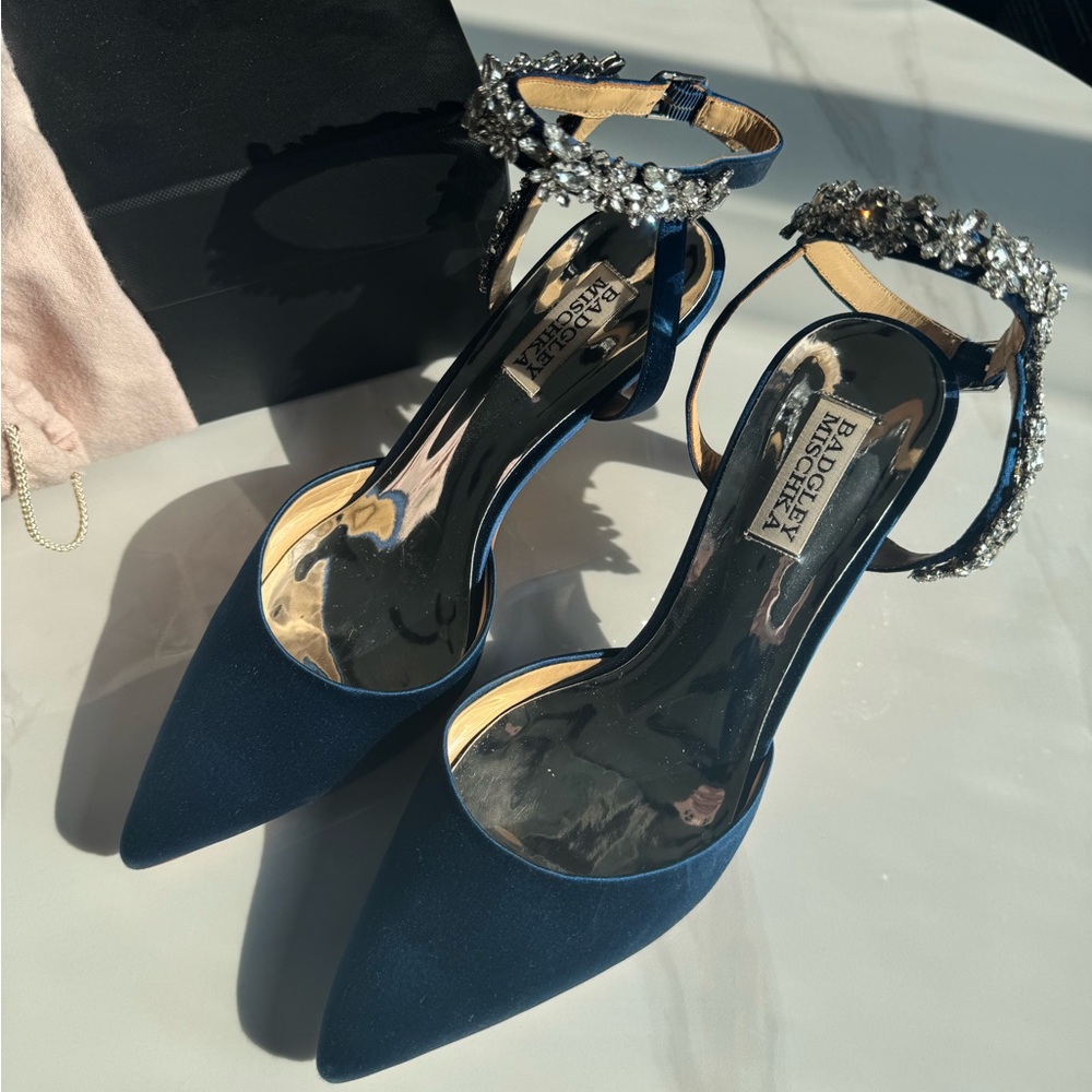 Badgley Mischka Dark Blue Embellished Heels